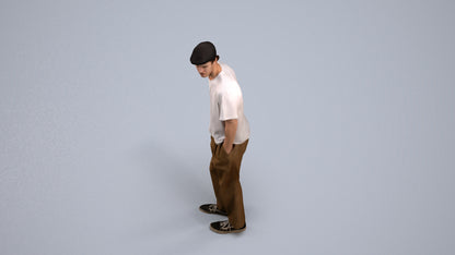 3D scanned man standing casual, photorealistic archviz people for Enscape and SketchUp, back view render