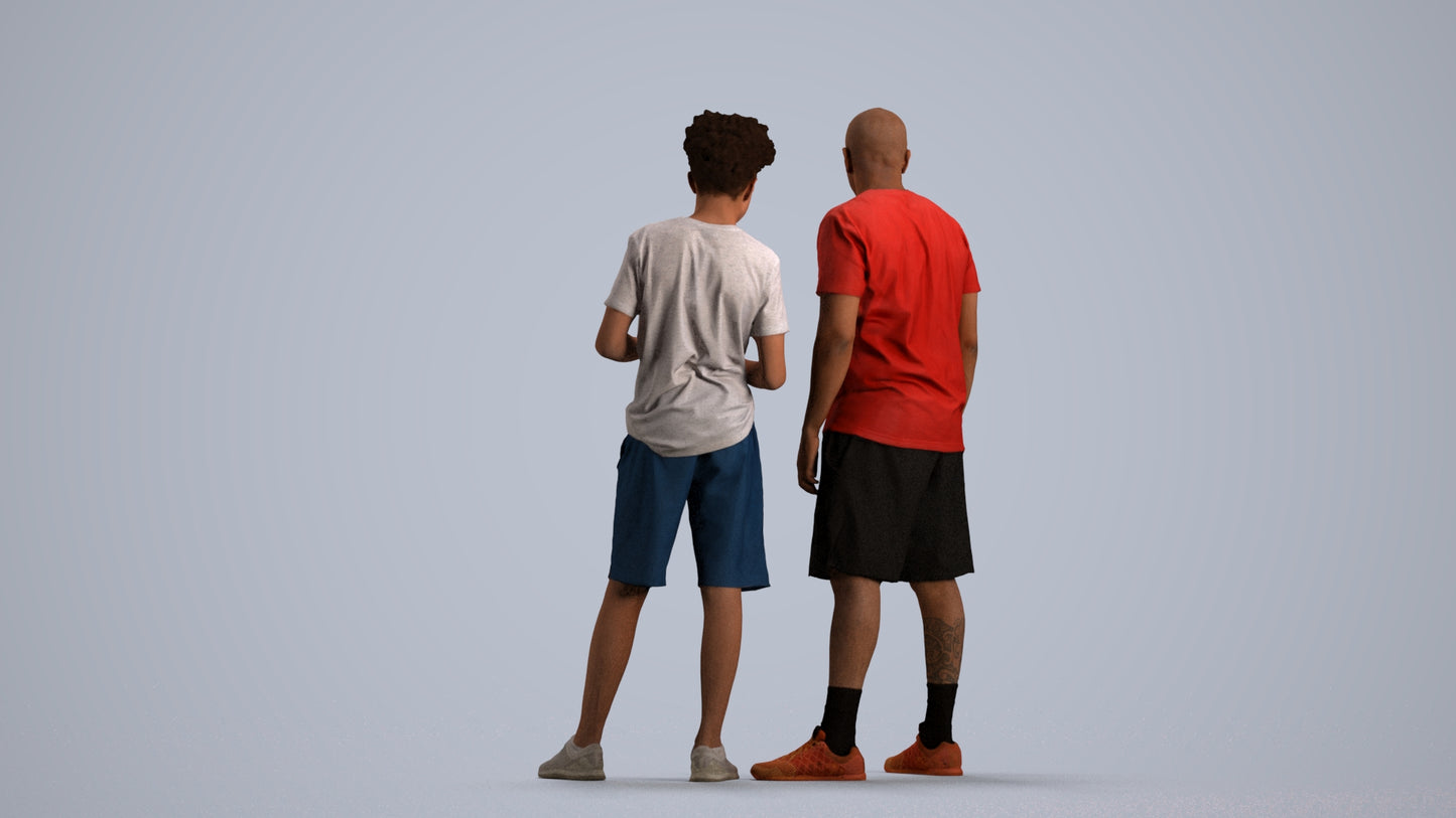 realistic 3D boy casual kids, scanned archviz people for Blender and 3ds Max, front view render