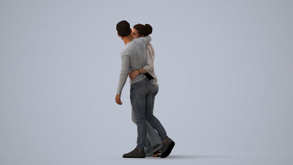 photogrammetry 3D woman casual couple, realistic human model archviz FBX, three-quarter view render