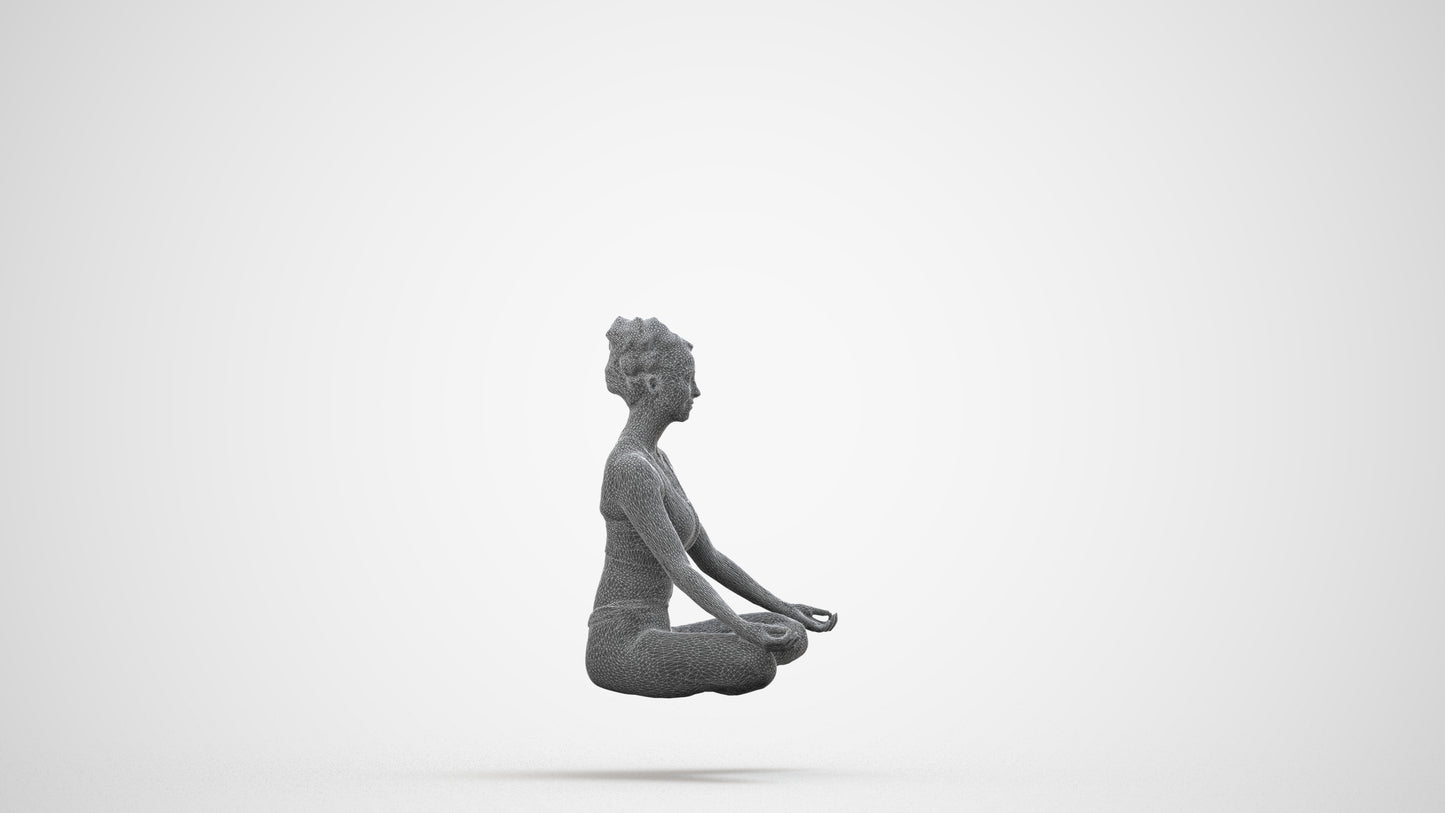 3D human model woman sport, photogrammetry scanned person for archviz, wireframe side view