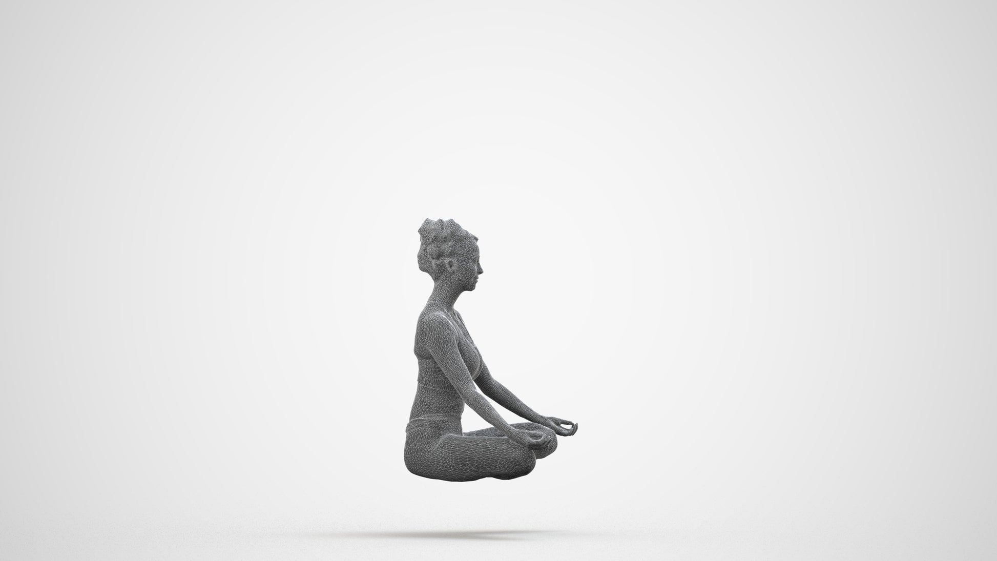 3D human model woman sport, photogrammetry scanned person for archviz, wireframe side view