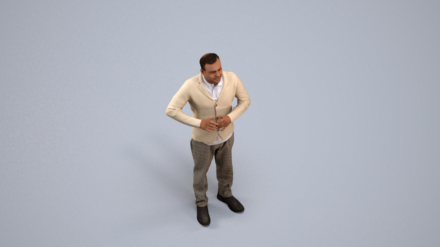 scanned 3D man business standing, photogrammetry people for Enscape and V-Ray, back view render