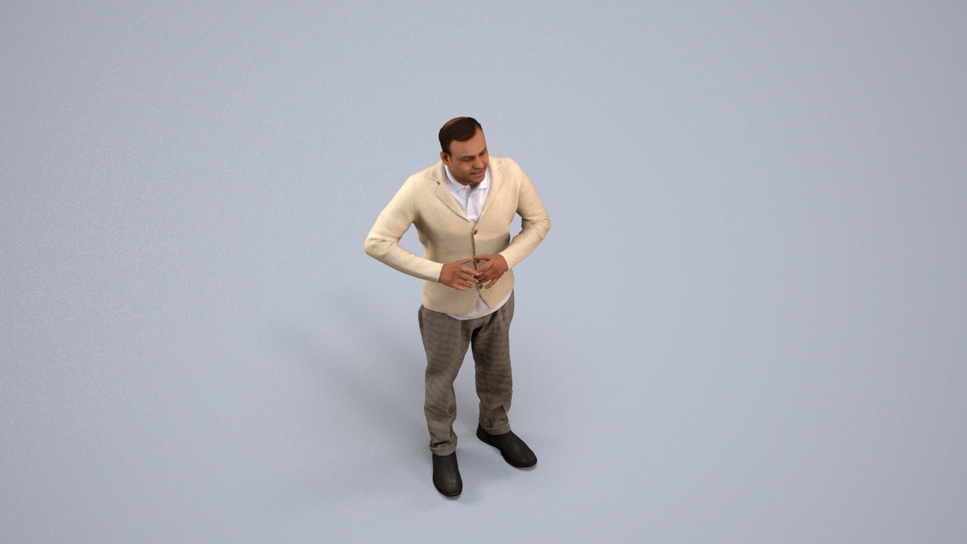 scanned 3D man business standing, photogrammetry people for Enscape and V-Ray, back view render