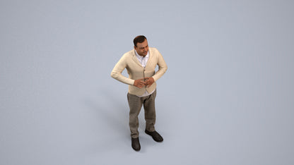 scanned 3D man business standing, photogrammetry people for Enscape and V-Ray, back view render