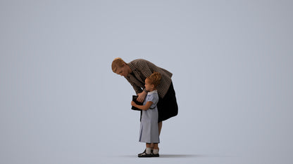 3D human model girl casual kids, photogrammetry scanned person for archviz, three-quarter view render