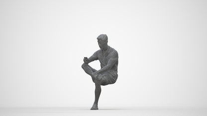 photogrammetry 3D man casual sitting, realistic human model archviz FBX, wireframe back view