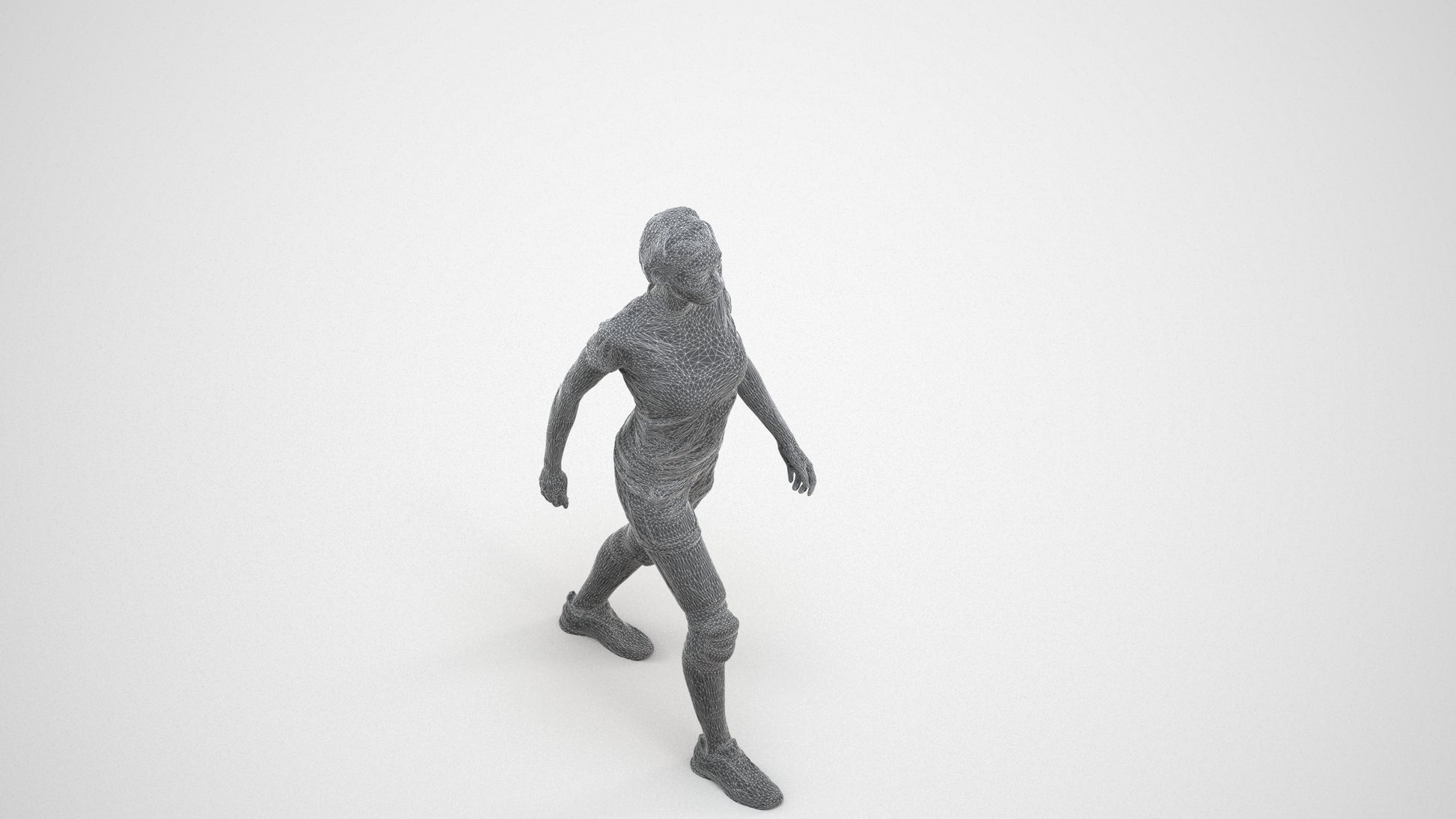 photogrammetry 3D woman sport, realistic human model archviz FBX, wireframe three-quarter view