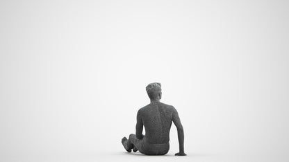 3D people model man pool, scanned human for 3ds Max rendering, wireframe front view