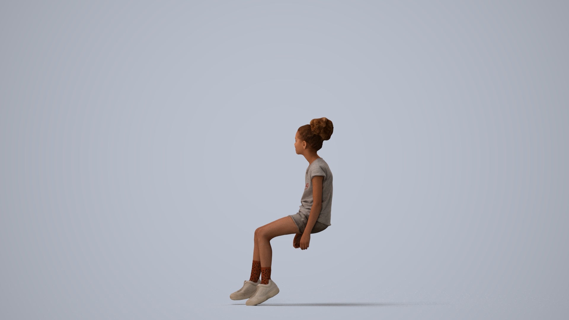 3D people model girl casual kids, scanned human for 3ds Max rendering, three-quarter view render