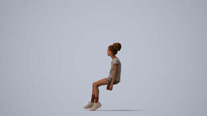 3D people model girl casual kids, scanned human for 3ds Max rendering, three-quarter view render