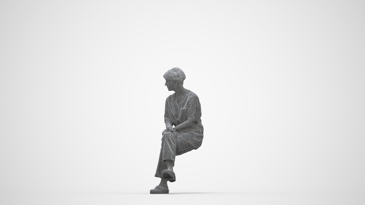 realistic 3D people senior woman medical, render-ready for V-Ray and Corona, FBX OBJ, wireframe back view