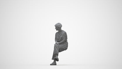 realistic 3D people senior woman medical, render-ready for V-Ray and Corona, FBX OBJ, wireframe back view