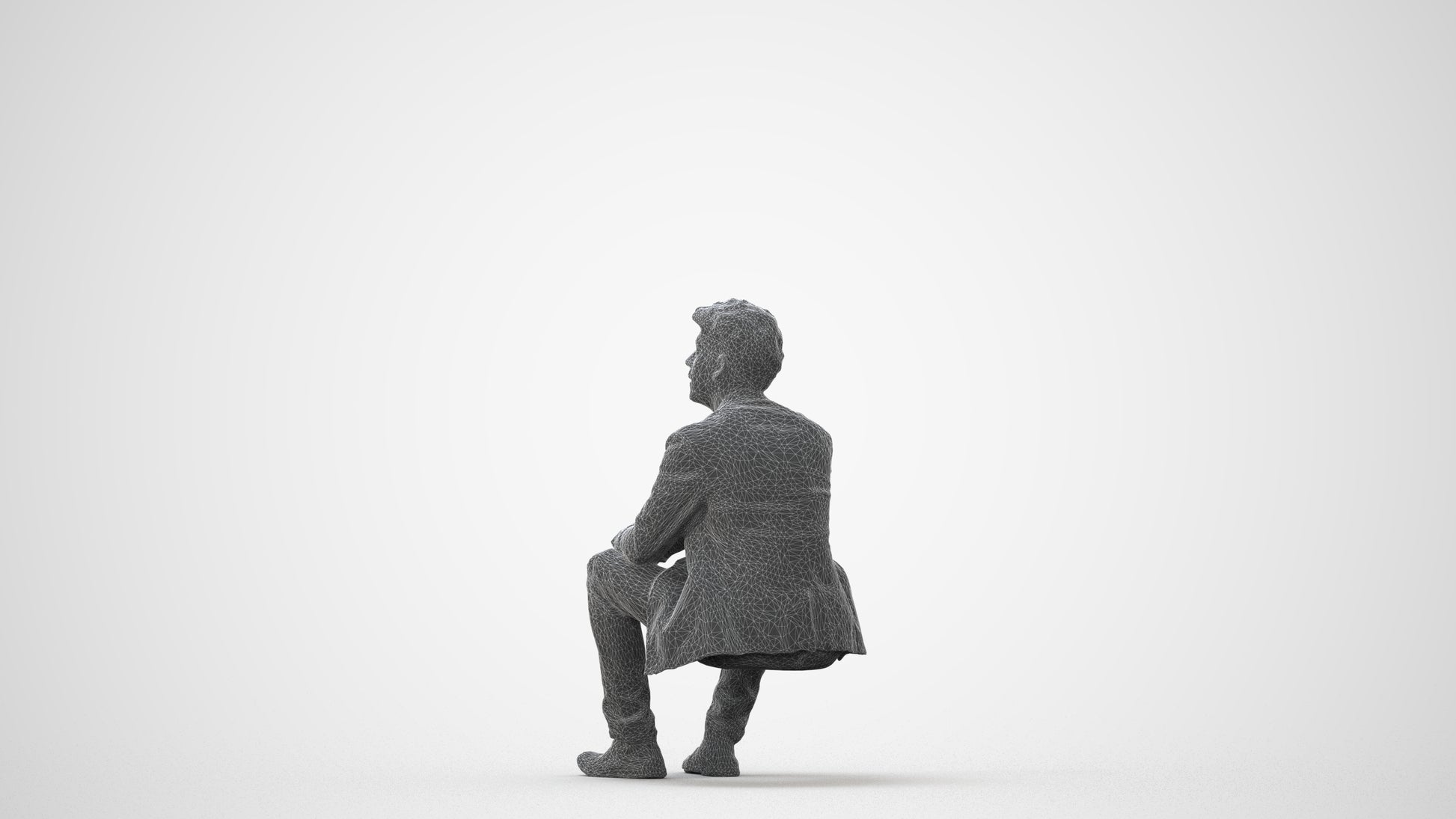 realistic 3D man casual sitting, scanned archviz people for Blender and 3ds Max, square thumbnail