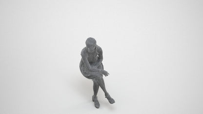 realistic 3D people woman formal sitting, render-ready for V-Ray and Corona, FBX OBJ, wireframe three-quarter view