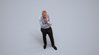 3D people model man business, scanned human for 3ds Max rendering, back view render