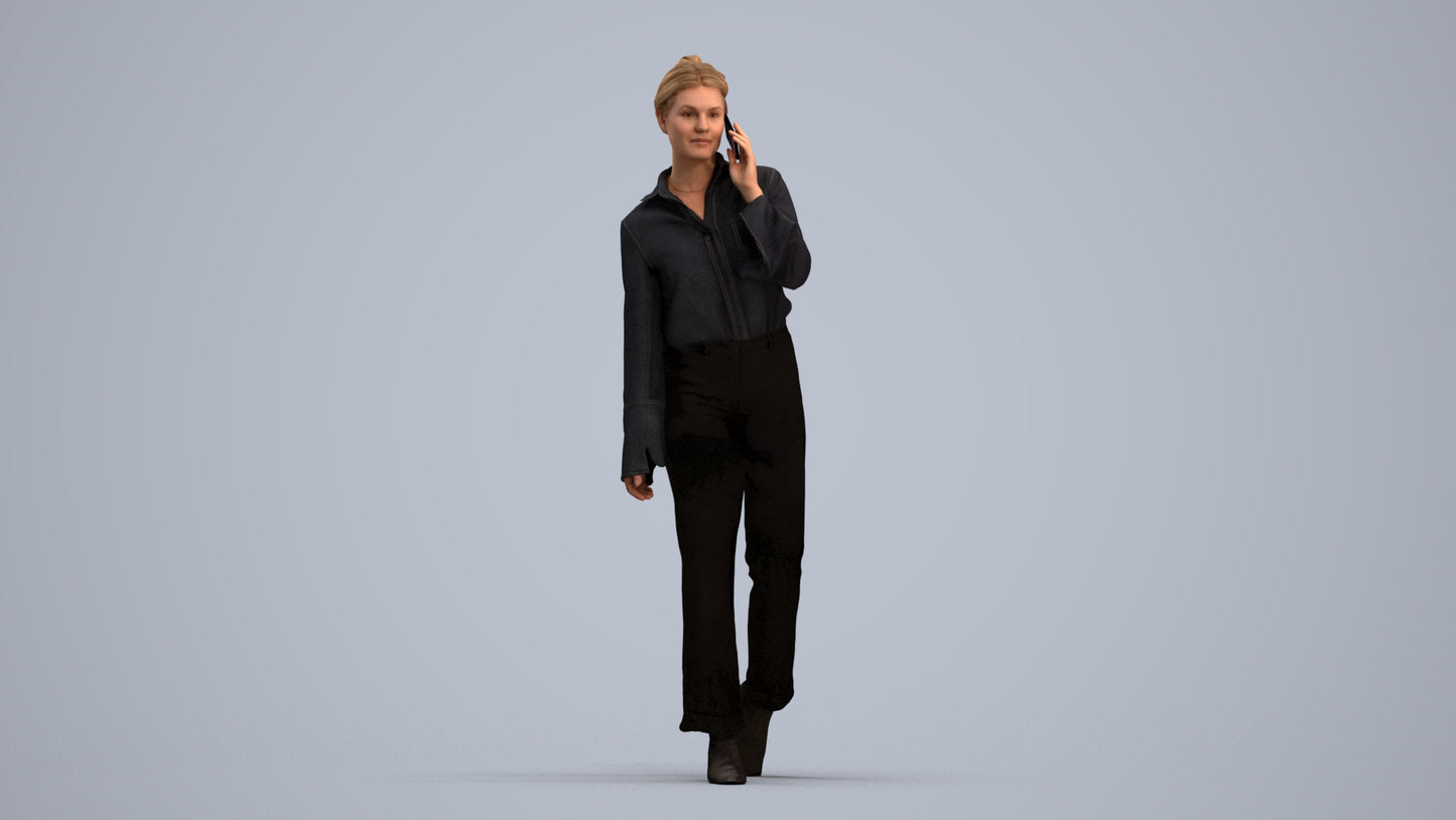 scanned 3D woman business walking, photogrammetry people for Enscape and V-Ray, standing pose render