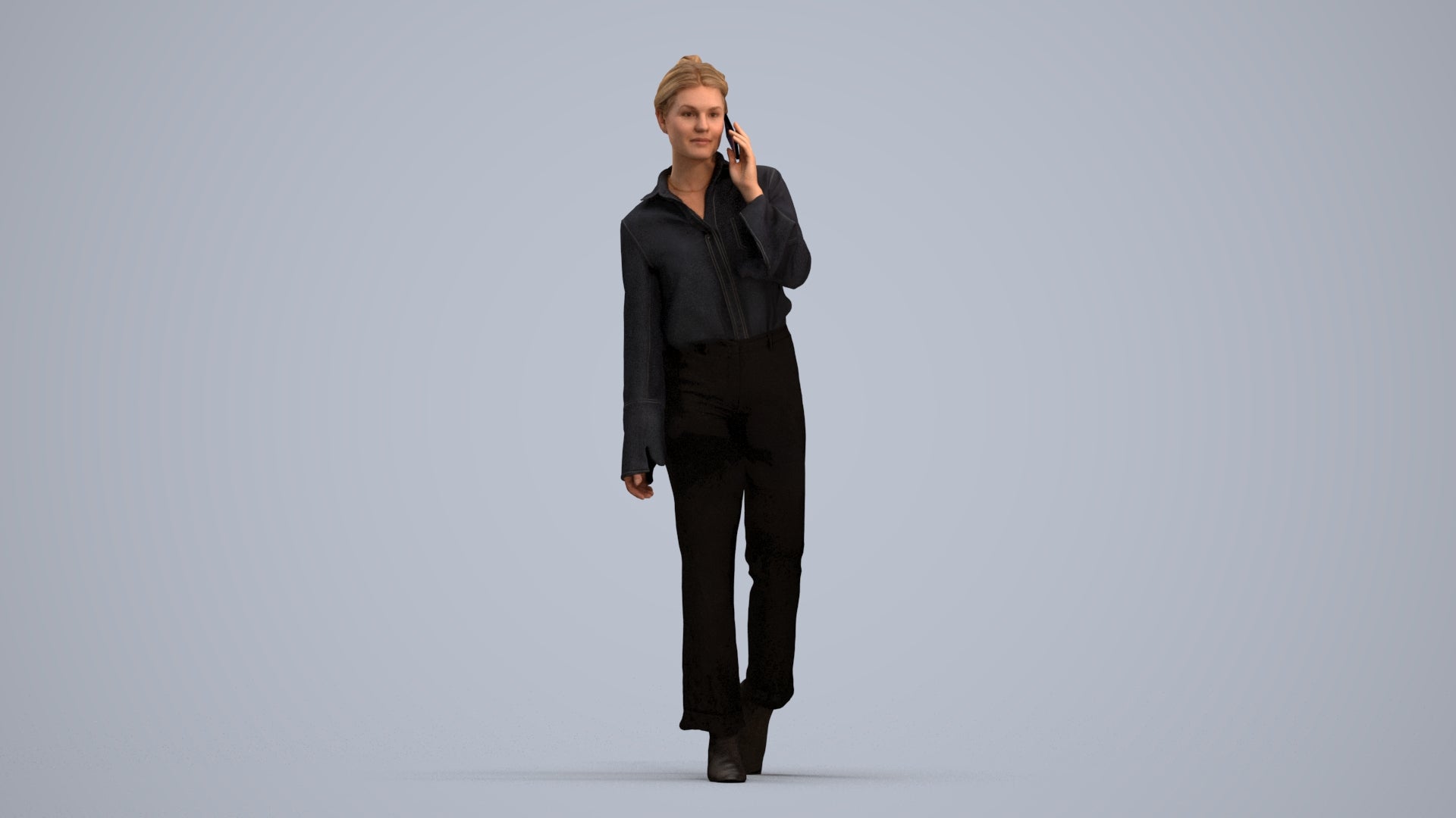 scanned 3D woman business walking, photogrammetry people for Enscape and V-Ray, standing pose render