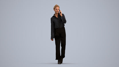 scanned 3D woman business walking, photogrammetry people for Enscape and V-Ray, standing pose render