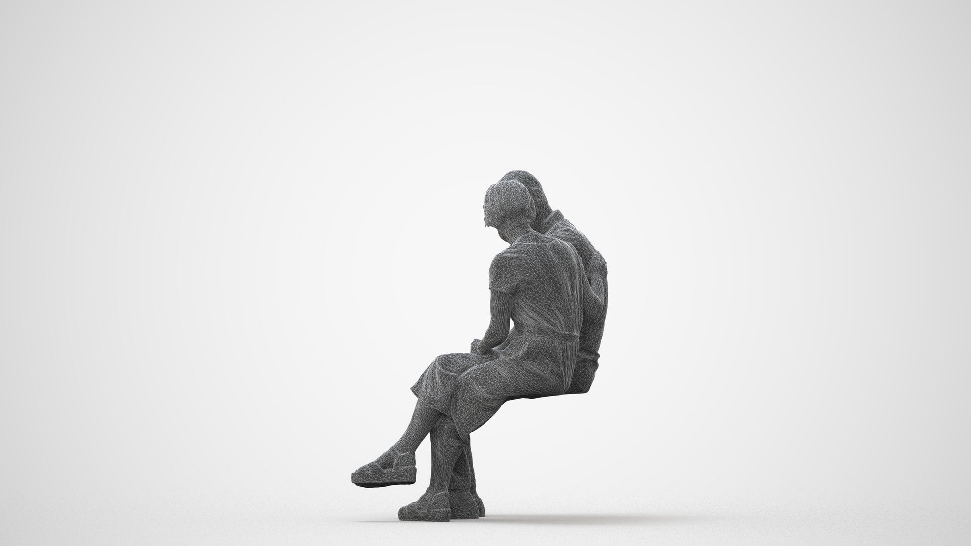 realistic 3D senior woman casual couple, scanned archviz people for Blender and 3ds Max, square thumbnail