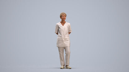 realistic 3D human senior woman medical, archviz people FBX OBJ for Blender, standing pose render