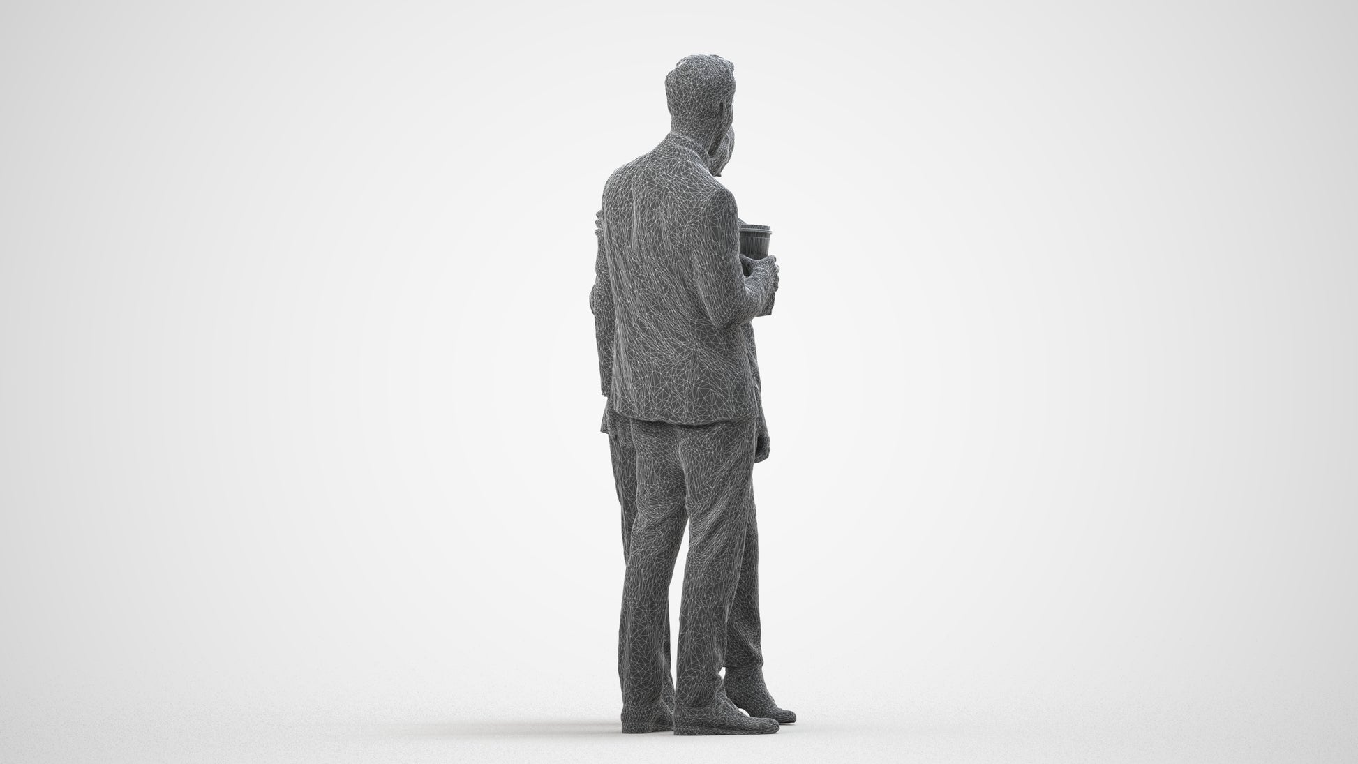 realistic 3D human woman formal business, archviz people FBX OBJ for Blender, wireframe side view