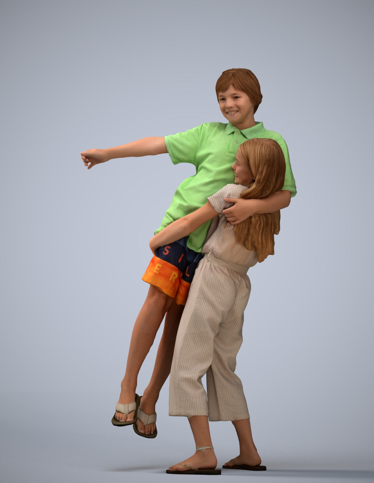 realistic 3D human girl kids, archviz people FBX OBJ for Blender