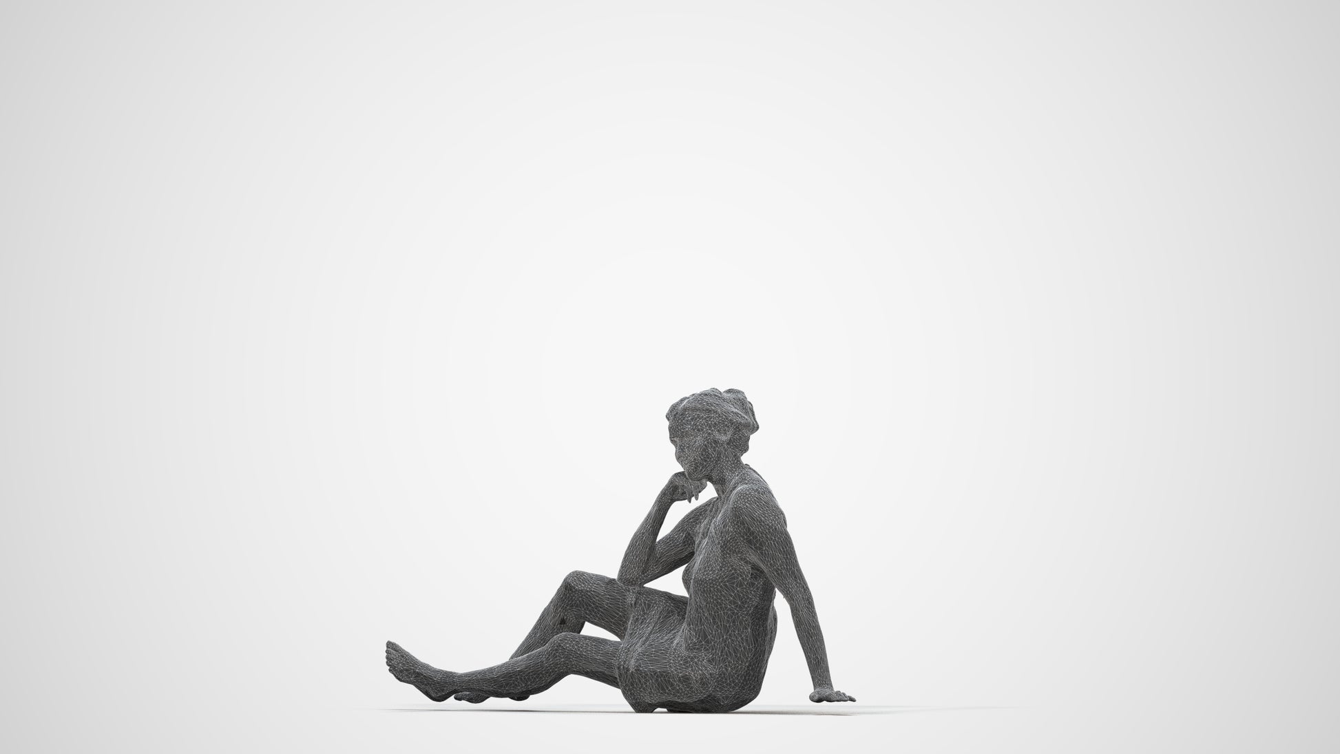 realistic 3D human woman pool, archviz people FBX OBJ for Blender, wireframe back view
