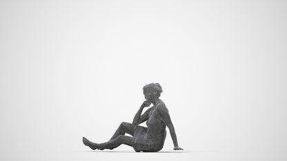 realistic 3D human woman pool, archviz people FBX OBJ for Blender, wireframe back view