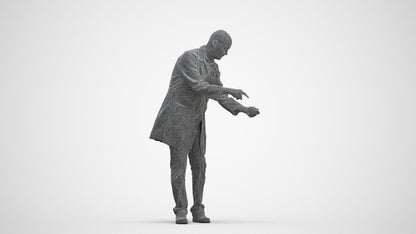 3D human model senior man medical, photogrammetry scanned person for archviz, three-quarter front view render