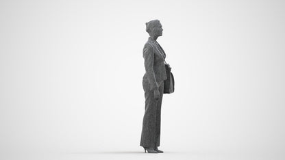 scanned 3D woman business mix, photogrammetry people for Enscape and V-Ray, wireframe side view