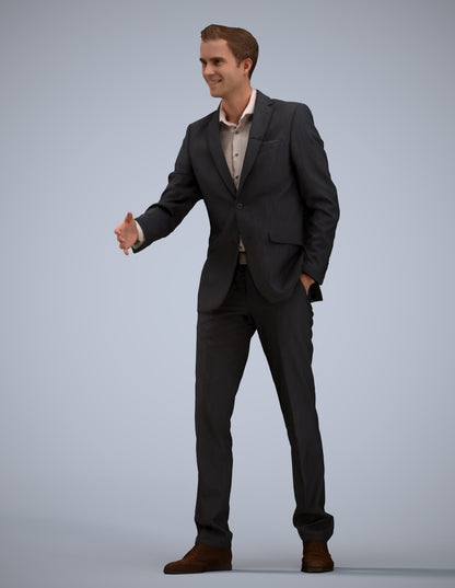 realistic 3D human man business, archviz people FBX OBJ for Blender