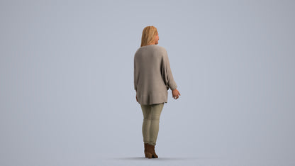 realistic 3D people woman casual standing, render-ready for V-Ray and Corona, FBX OBJ, front view render