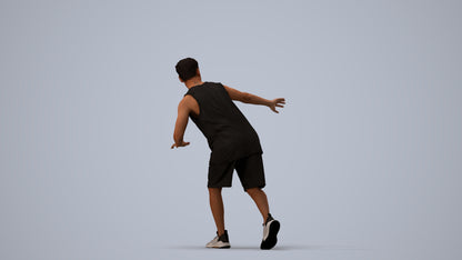 3D people model man sport, scanned human for 3ds Max rendering, three-quarter view render