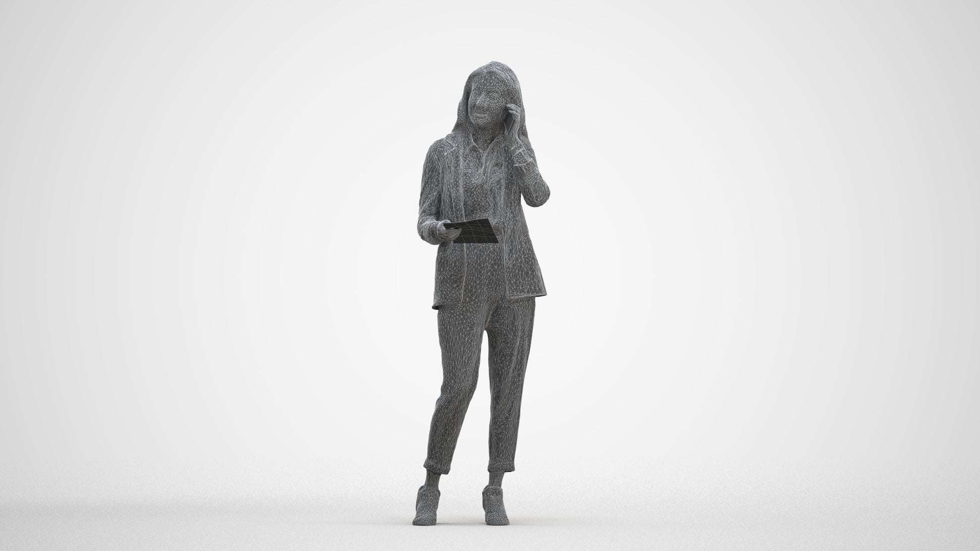 3D scanned woman business, photorealistic archviz people for Enscape and SketchUp, three-quarter front view render