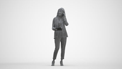 3D scanned woman business, photorealistic archviz people for Enscape and SketchUp, three-quarter front view render