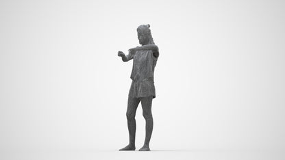 realistic 3D people woman casual standing, render-ready for V-Ray and Corona, FBX OBJ, wireframe back view