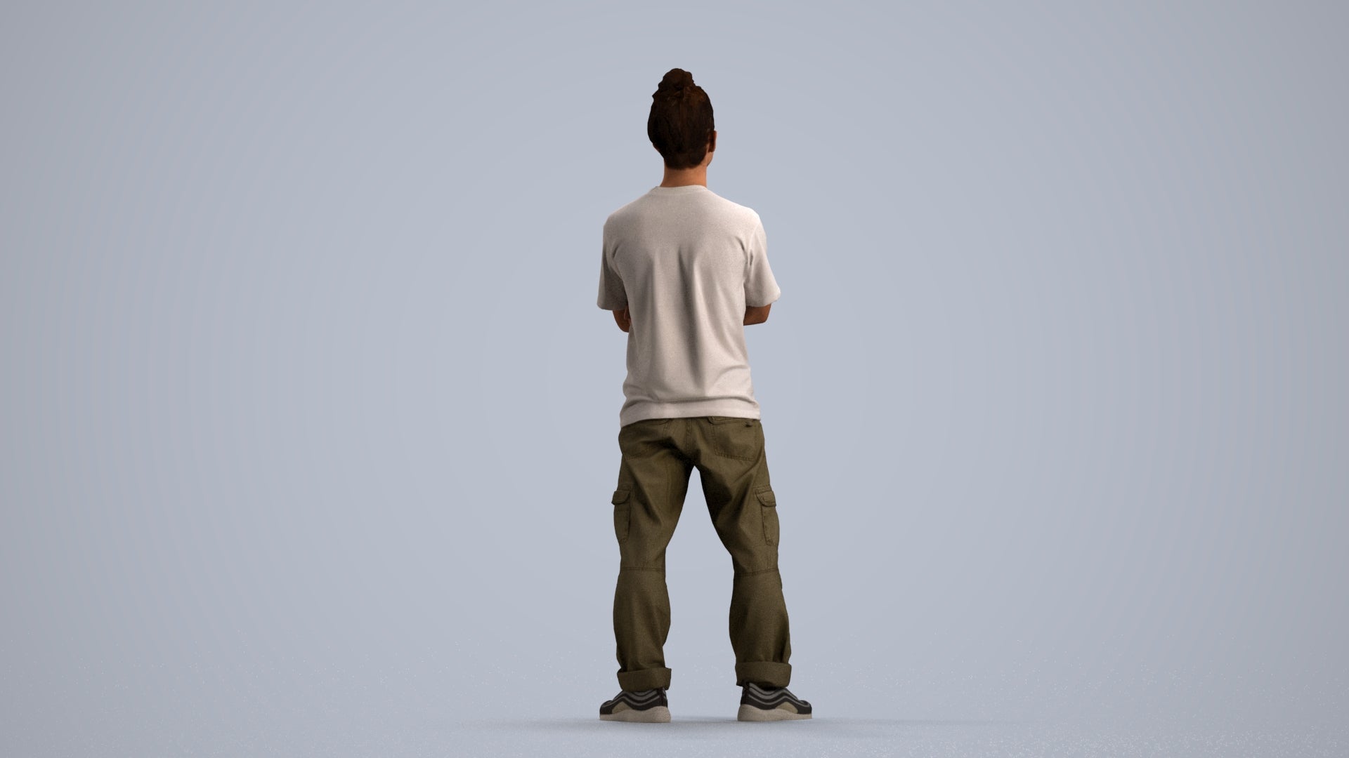 realistic 3D man casual standing, scanned archviz people for Blender and 3ds Max, front view render