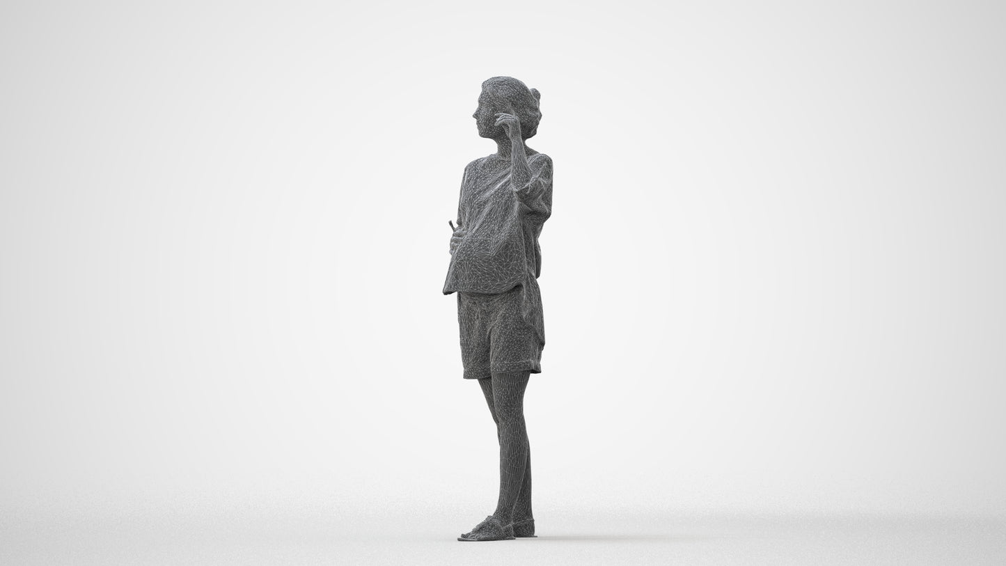 realistic 3D people woman casual standing, render-ready for V-Ray and Corona, FBX OBJ, square thumbnail