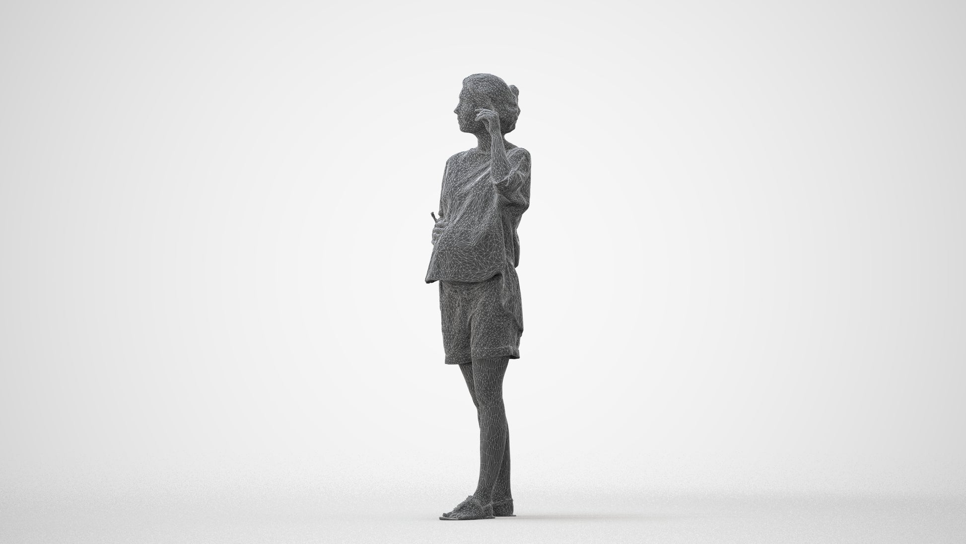 realistic 3D people woman casual standing, render-ready for V-Ray and Corona, FBX OBJ, square thumbnail