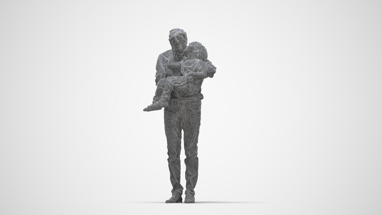 realistic 3D people boy casual kids, render-ready for V-Ray and Corona, FBX OBJ, wireframe back view