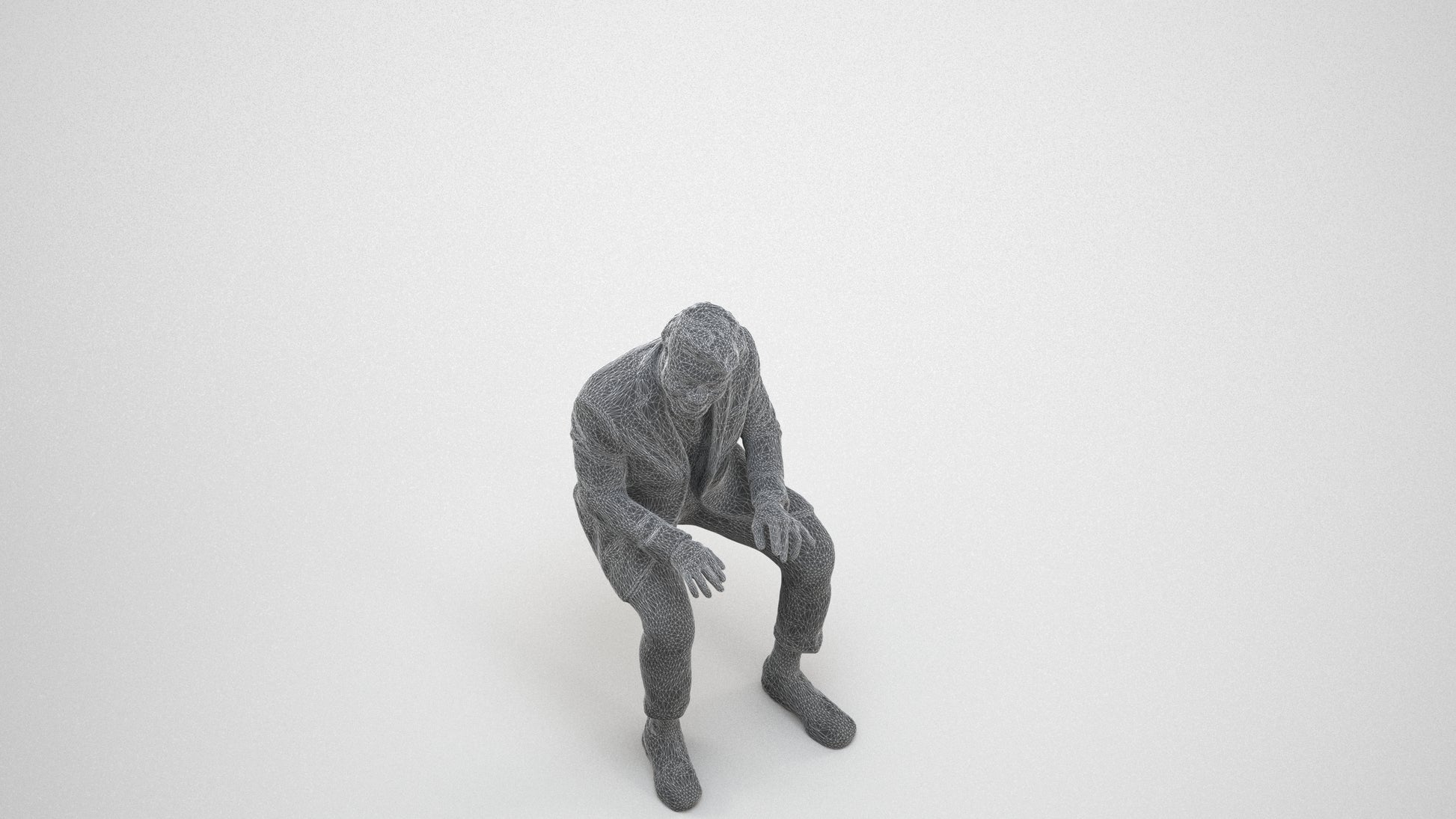 photogrammetry 3D man business, realistic human model archviz FBX, wireframe three-quarter view