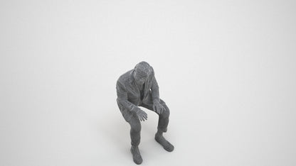 photogrammetry 3D man business, realistic human model archviz FBX, wireframe three-quarter view