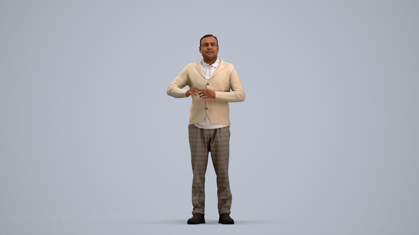 scanned 3D man business standing, photogrammetry people for Enscape and V-Ray, standing pose render