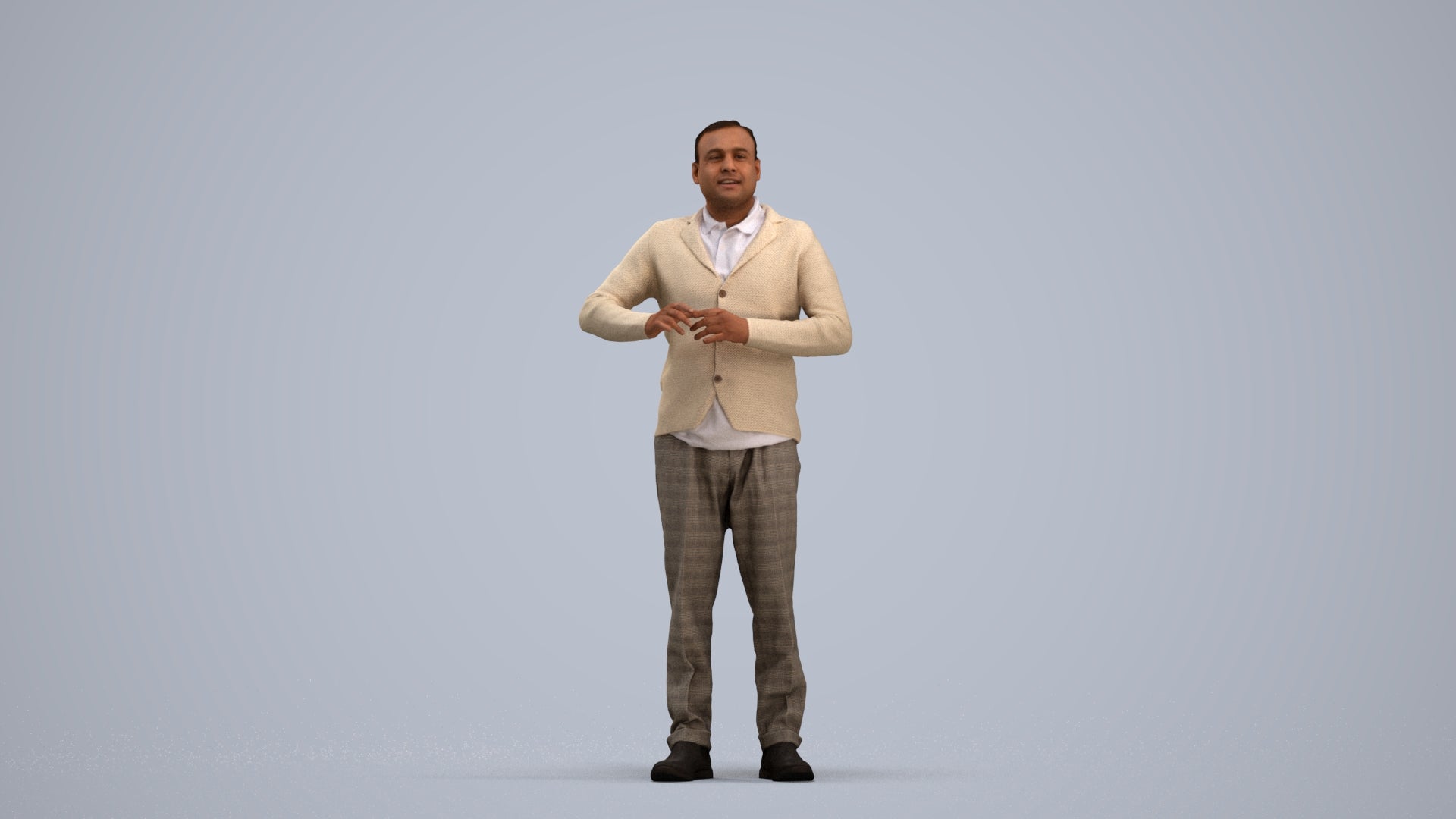 scanned 3D man business standing, photogrammetry people for Enscape and V-Ray, standing pose render