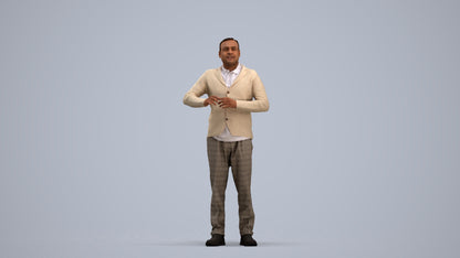 scanned 3D man business standing, photogrammetry people for Enscape and V-Ray, standing pose render