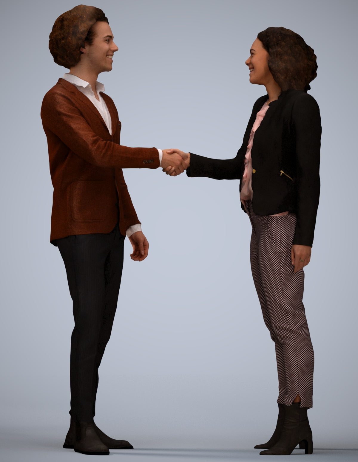 3D human model woman business, photogrammetry scanned person for archviz