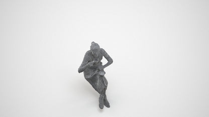 realistic 3D people senior woman casual sitting, render-ready for V-Ray and Corona, FBX OBJ, wireframe three-quarter view
