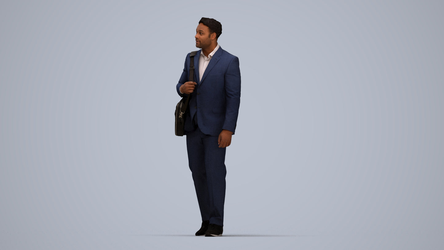 realistic 3D people man business, render-ready for V-Ray and Corona, FBX OBJ, top-down view render