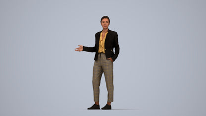 realistic 3D people woman business standing, render-ready for V-Ray and Corona, FBX OBJ, top-down view render