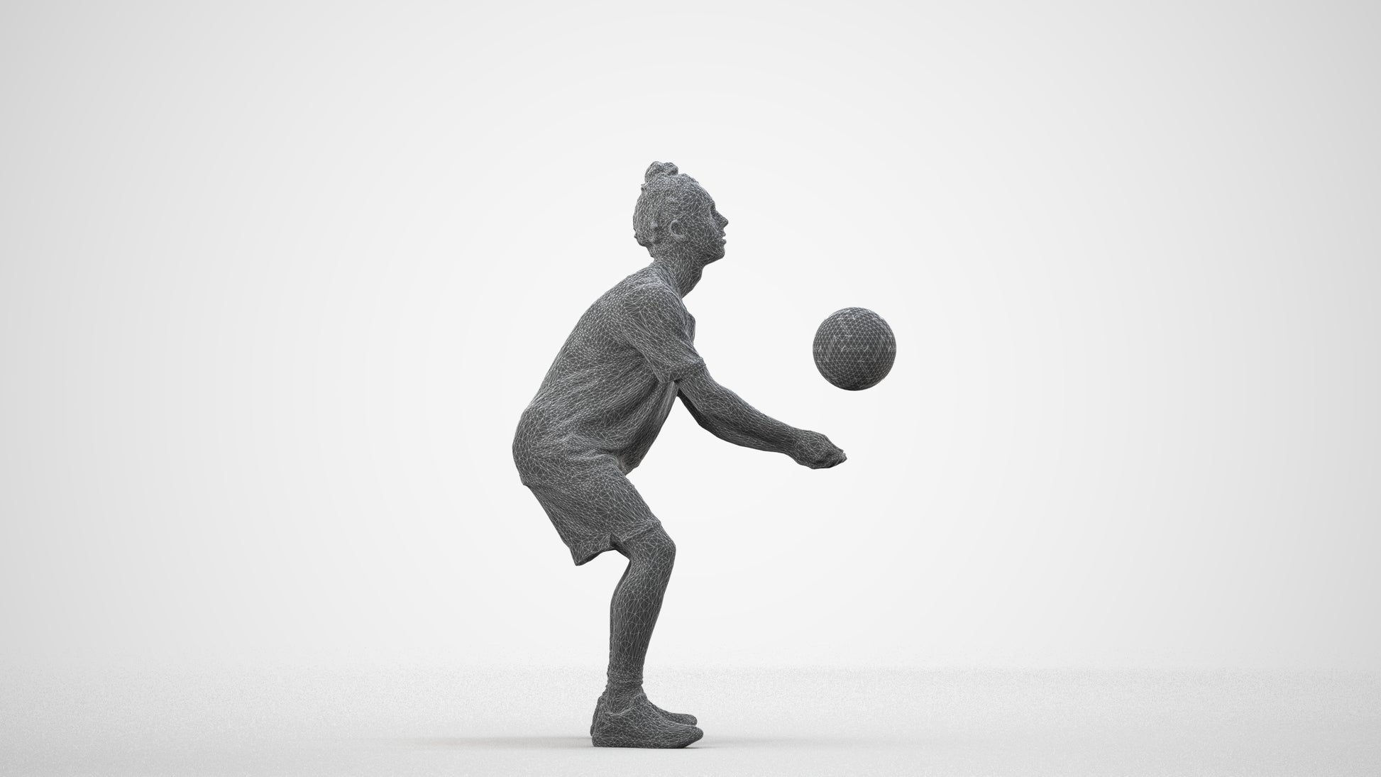 3D scanned man sport, photorealistic archviz people for Enscape and SketchUp, wireframe side view